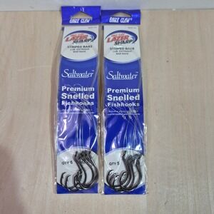 Eagle Claw Lazer Sharp Saltwater Snelled Fishhooks Striped Bass 7/0 2 Packs